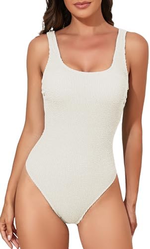 B2prity Women’s One Piece Swimsuit Slimming High Cut Bathing Suit Ribbed Tummy Control Swimwear