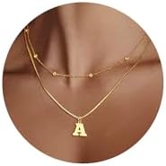 GIFT4U Layered Initial Necklaces for Women Girls - 14K Gold Plated Initial Necklaces | Layered Initial Letter Necklaces | Gold Initial Necklaces | Initial Necklaces for Women Trendy Gold Jewelry