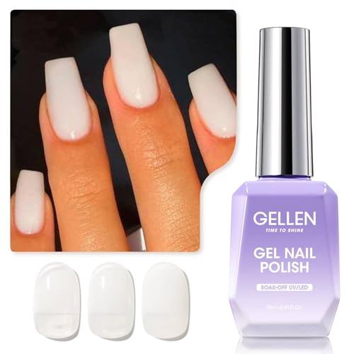 Gellen Gel Nail Polish - 18ml Milky White Jelly Gel Polish Soak Off UV Led Nail Polish Manicure Nail Art Salon Home,0.63 OZ