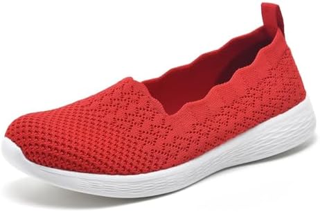 Puxowe Women's Casual Slip on Walking Flat Shoes-Lightweight Low-Top Knit Loafer Sneaker